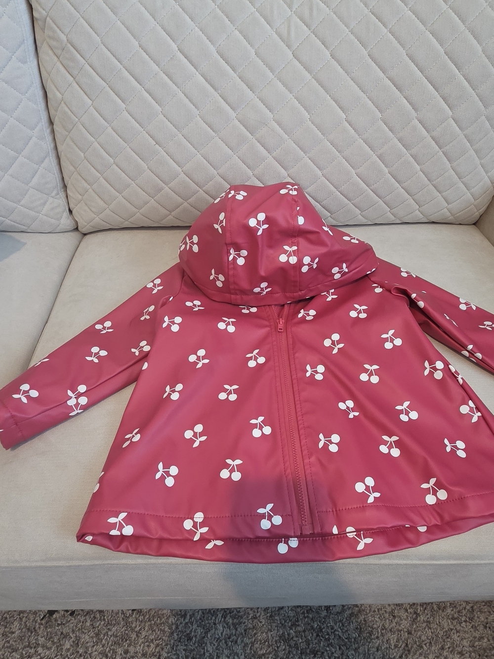 Little Me Pink Cherry-Print Hooded Raincoat